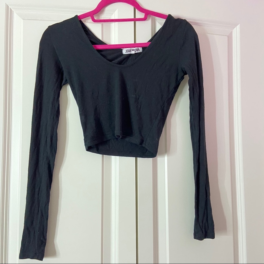 Joah brown long sleeve crop top